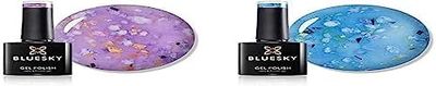 BLUESKY Gel Nail Polish, Flower Gel, Wisteria Whisper, BFL04, Purple, Jelly, and Flower Gel, Bluebell Breeze, BFL05, Blue, Jelly, Long Lasting, Chip Resistant, (Requires Drying Under UV or LED Lamp)