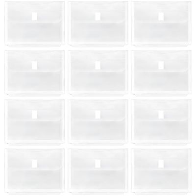 Idena 90260 - Documenthoezen A4 van kunststof, 12 stuks, sorteermappen transparant met klittenbandsluiting en 4 gaten, ca. 31 x 23,7 cm