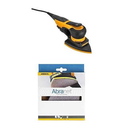 Mirka DEOS II 663 levigatrice a triangolo 300 W levigatrice orbitale a basse vibrazioni + listelli abrasivi a rete Mirka Abranet 100 x 152 x 152 mm grana P120