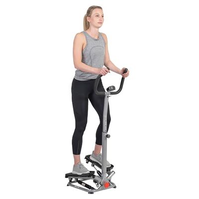 Sunny Health & Fitness Twister Stepper Machine, Stepper Ajustable en Altura, Ejercicio de Pasos con Manillar y Monitor LCD, Equipo de Entrenamiento para Gimnasio en casa - SF-S020027