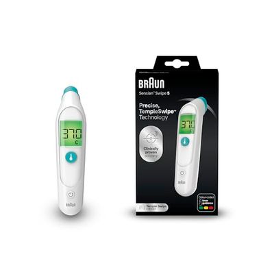 Braun Sensian Swipe 5 Temple-thermometer | TempleSwipe-technologie | Digitaal display met kleurcodes | Baby- en kindvriendelijk | Resultaten in 3 seconden | Merk 1 bij artsen(1) | BST200