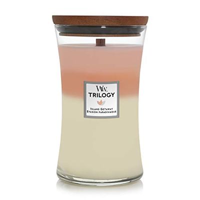 WoodWick Trilogy vela perfumada grande em forma de ampulheta com Pluswick Innovation, Escapada para a ilha