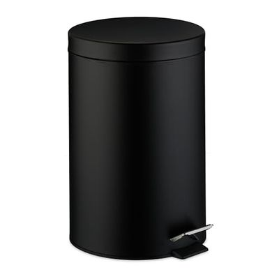 Relaxdays Poubelle de Cuisine, 20 litres, avec Couvercle, Seau intérieur Amovible, pédale de Pied, Design Mat, Poubelle à pédale, Noire, Noir