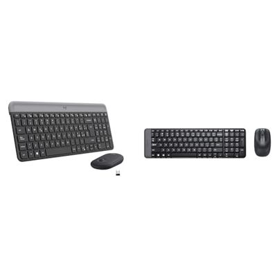 Logitech MK470 Kit Mouse e Tastiera Wireless per Windows, Ricevitore USB 2.4 GHz, ‎Sottile & MK220 Combo Tastiera e Mouse Wireless Compatti per Windows