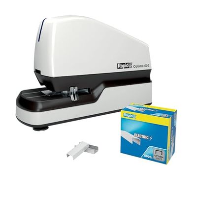 Rapid Optima 60E Cucitrice Elettrica Contactless con 5000 Punti Metallici Inclusi, Veloce e Pratica, Cuce fino a 60 Fogli, Bianco, 2102355