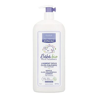 Eau Thermale Jonzac - Liniment doux oléo-calcaire - Bébé - Protection physiologique - Certifié Bio Cosmos Organic - Flacon pompe de 1L Lot de 4