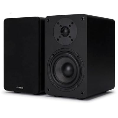 Aiwa SP-A100 Altavoces de estantería pasivos, Par de Altavoces de estantería,Hi-Fi Altavoz de 2 vías, 150W de Potencia, Woofer de 5.25", Bookself Speakers, con Sistema Reflex de Graves. Color: Negro