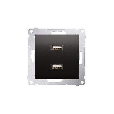 2-poorts USB-adapter compatibel met Duitse en Franse stopcontacten in zwart - ideaal voor het opladen van meerdere apparaten overal in Europa - compact en functioneel