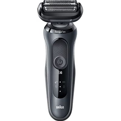 Braun Series 6 Rasoio da uomo con attacco EasyClick, rasoio elettrico e rasoio da barba, stazione di ricarica, Wet&Dry, ricaricabile e senza fili, regalo per la festa del papà, 61-N4500cs, grigio