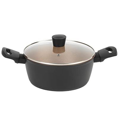 Russell Hobbs RH01670BEU7 Opulence Pentola antiaderente da 24 cm, adatta per l'uso su piani a induzione e lavabile in lavastoviglie, pentola antiaderente, pentola in acciaio inox, nero e oro