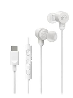JVC HA-FR29UC-W - Cuffie con cavo USB tipo C, leggere, comode, audio ad alta risoluzione, microfono e controllo del volume, grado di protezione IPX2, convertitore D/A, riduce al minimo il rumore e la