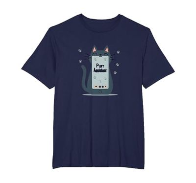 Asistente de ronroneo: Lindo diseño de teléfono Inteligente de Gato para Amantes de Las Camiseta, Hombre Tallas Grandes, Azul Marino, 6X Alto