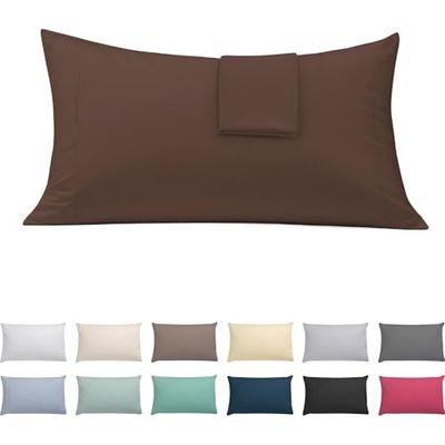 ECOMMERC3 | Pillow Cover 90 Extra Soft and Comfortable - Brown Pillow Case Made 100% in Spain, Breathable, Easy to Wash