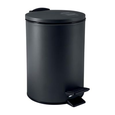 Spirella Afvalemmer van 3 of 5 liter, roestvrij staal, zachte sluiting, met binnencontainer Adelar badkamer, pedaalemmer, vuilnisbak, valrem, zwart