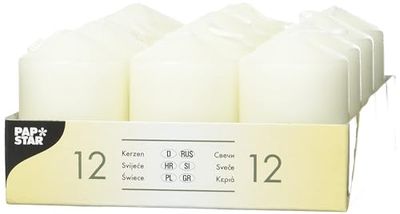 Papstar 15360 Ivory - velas (40 - 60 mm de diâmetro, 12 unidades), cor marfim