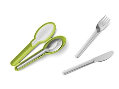 Emsa Clip GO N1071800 - Juego de cubiertos de acero inoxidable y funda para picnic (3 unidades)