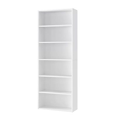 VASAGLE Bibliothèque, Étagère à Livres à 6 Niveaux, Meuble de Rangement, Étagère d’Exposition avec Compartiments Ouverts, Étagères de Rangement Réglables, pour Salon, Bureau, Blanc Nuage LBC166T14