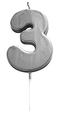 Ciao, Zilveren cijferkaars 3 (6 cm), 21453