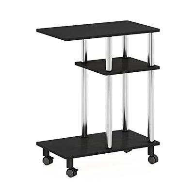 Furinno Turn-N-Tube U-vormige bankbijzettafel met wielen, gebouwd hout, Americano/roestvrij staal, 29,5 (D) x 50 (B) x 62,7 (H) cm