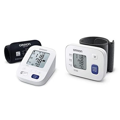 OMRON RS1 Automatic Wrist Blood Pressure Monitor for home use or on The go & OMRON X3 Comfort Automatic Upper Arm Blood Pressure Monitor for home use, clinically validated