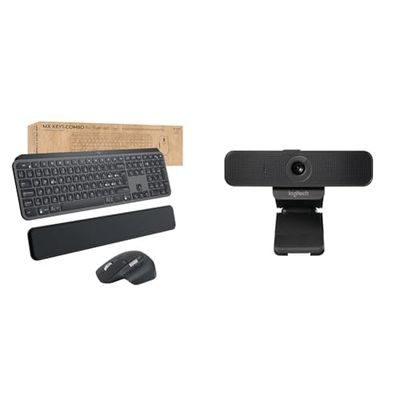 Logitech MX Keys Combo for Business | Gen 2, Tastiera e Mouse Wireless Full Size, con Poggiapolsi & C925-E Business Webcam, Videochiamata HD 1080p/30fps, Correzione Luce, Autofocus