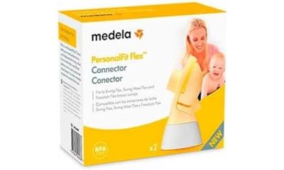 Medela Conector PersonalFit Flex, medela, conector para funil de bomba de leite, branco, amarelo, cinzento.