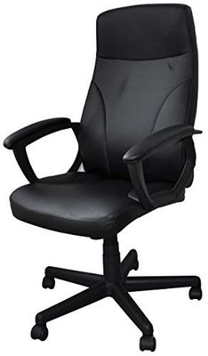 OFFICER PRODUCTS Crete Chaise de bureau ergonomique pivotante avec revêtement en cuir synthétique et roulettes Noir