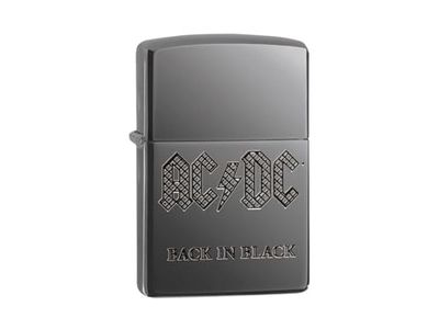 Zippo Lighter, High Polish, Standard Size 24095-081118, Metal, Armor Black Ice-AC/DC-Back in Black