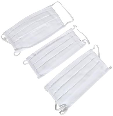 von Jungfeld 9998990041_0 Mouth Nose Mask, 100% Cotton, Unisex, Plain, 1-12 Piece, White, Medium, Pack of 3