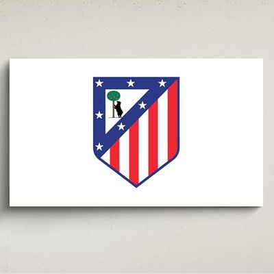 Licensed Décor Atlético de Madrid - Stampa artistica da parete in acrilico, 130 x 80 cm, stemma a colori su sfondo bianco