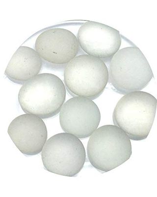 mesbilles - 250 GR Blanc Givré 60 Billes Plates - Galet en Verre 20 mm Cailloux en Verre décoratifs