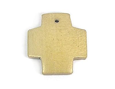 Colgante madera cruz encerada ocre 23x23mm. 50u. Aprox.