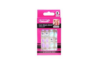 Paris - Faux Ongles pour Enfant - Pleine Couverture - Facile à Utiliser – Autocollants - Auto-adhésifs - 24 Faux Ongles par Boîte - Forme Carrée Arrondie - N°208 - Licorne