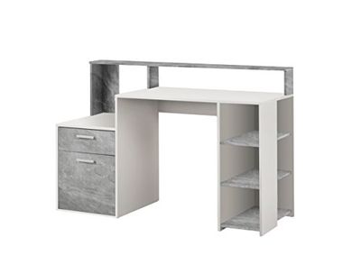 FMD Möbel Brio B01 - Escritorio, 138,5 x 53,5 x 91,6 cm, Blanco, Gris, ennoblecido