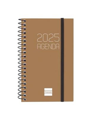 Finocam - Agenda Spiral Opaque 2025 Settimana Vista Orizzontale Gennaio 2025 - Dicembre 2025 (12 mesi) Marrone Spagnolo