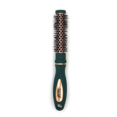 Glam'Up Paris - Spazzola rotonda Brushing, spazzola mini con ceramica termica, lunga tenuta, ideale per capelli corti e medi lunghi, colore: verde oro rosa
