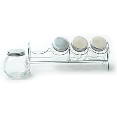 JOCCA Set de 4 pots a épices en cristal transparent et gris