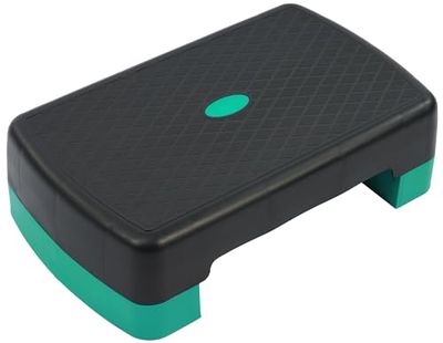 Fitvids - Piattaforma step per allenamento aerobico da 45,7 cm, con 2 rialzi e piattaforma leggera e portatile, altezza regolabile 8 cm e 14 cm, per palestra domestica, nero e verde