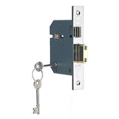 Yale Serrure à mortaiser à 5 leviers, Haute sécurité, Finition chromée, 64 mm