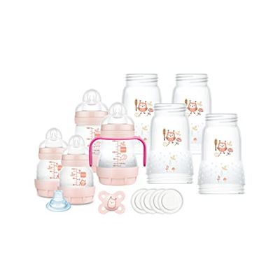 MAM Set de Biberon Easy Start Anti-Colic, 8 Biberones de 130 ml, 160 ml y 260 ml, 1 chupete Start Nanò, 4 discos , 1 boquilla , color rosa, 730 g, Instrucciones en Lengua Extranjera