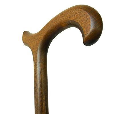 Canne marron avec poignée type Derby en bois de hêtre