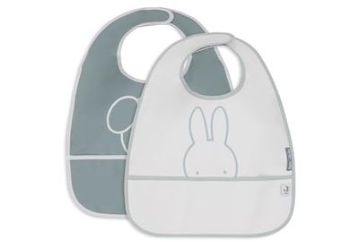 Jollein Slabbetje Baby - Nijntje Peekaboo, Zeegroen - 2-pack - Slabbetje Waterdicht - Met klittenbandsluiting - Babyslabbetje - Slabbetje Baby