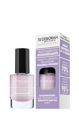 Deborah Milano Professional - Smalto Curativo per Unghie Sensibili e Fragili, Trattamento Rigenerante, Dona Unghie Integre e Lucenti, 9.5 ml