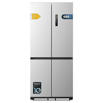 Cecotec Frigorífico Americano Semi Integrable 4 Puertas 466L Total No Frost Bolero CoolMarket 4D 466 SBI Inox E. Compresor Inverter Bajo Consumo, 193.5x84.4cm, Interior Premium Gris, Cajón Convertible