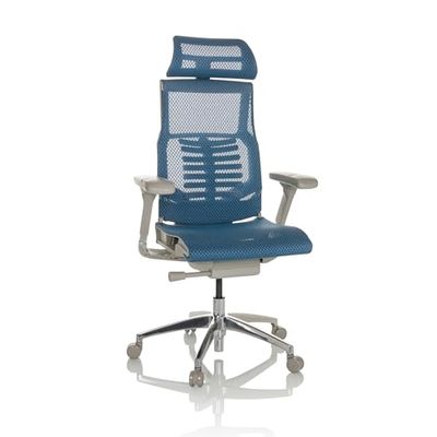 hjh OFFICE professionele bureaustoel POFIT G GEN2 mesh ergonomische draaistoel met flexibele lendensteun, blauw, 652282