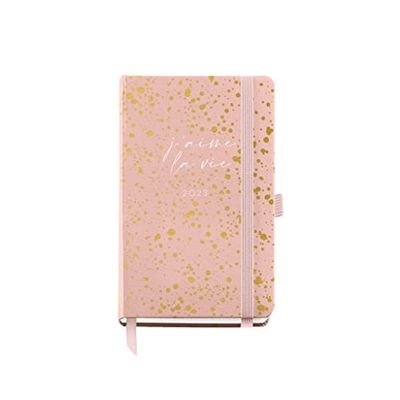 Miquelrius - 2023 Year Planner - Day Page - Passport Size 90 x 140 mm - Hard Cover - Sewn Binding - Catalan, English and Portuguese - J'aime la vie