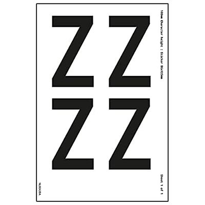 Feuille de lettre Z - Hauteur du personnage : 76 mm - 300 x 200 mm - Vinyle autocollant