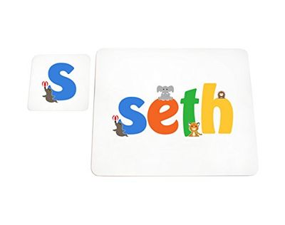 Feel Good Art brillante Mantel individual y posavasos para bebés/niños (Seth)