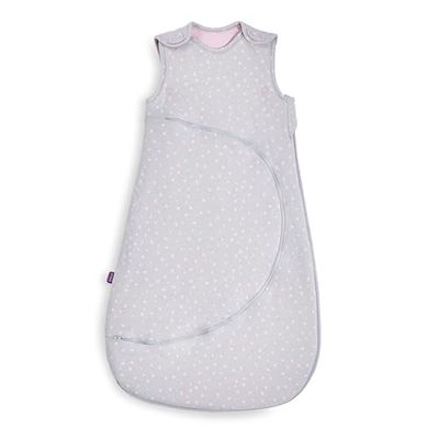 Snuz Saco de dormir para bebé con cremallera para cambiar pañales fácilmente, algodón súper suave, cumple con la norma de seguridad británica, punto rosa, 1 tog, 0-6 meses