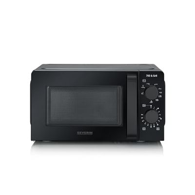 SEVERIN Microonde con funzione grill, per sbrinamento e riscaldamento, microonde con grill e 9 livelli di potenza, nero, 700 W, capacità 19 l, MW 9182